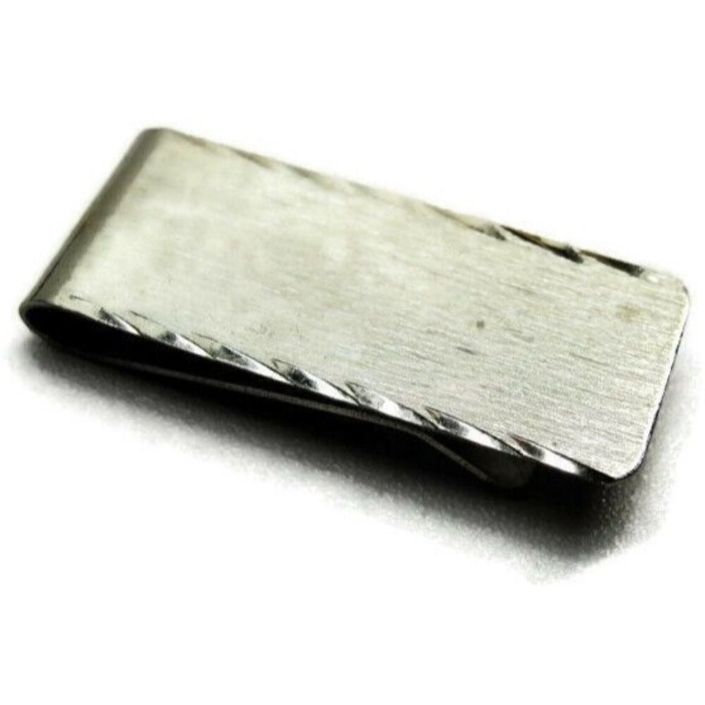 Act II Money Clip Etched Stainless Steel Credit Card Cash Silver Tone Engravable